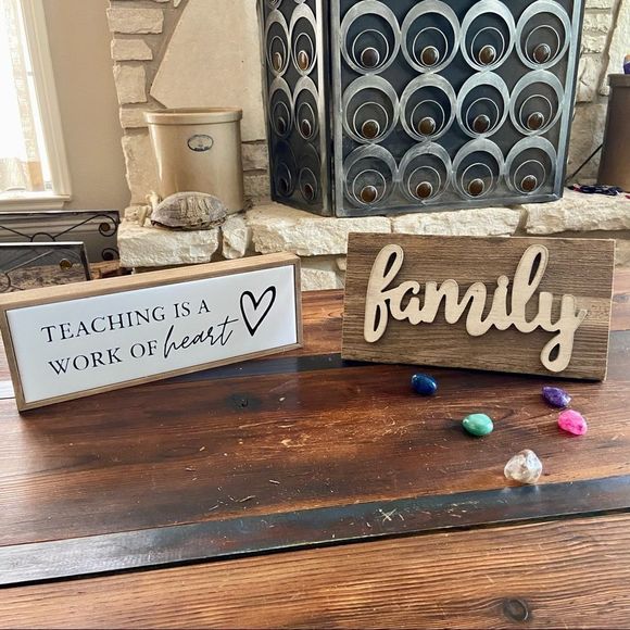 Barn Wood Family Sign & Ceramic Teaching Decor / Sign Bundle - Picture 8 of 9